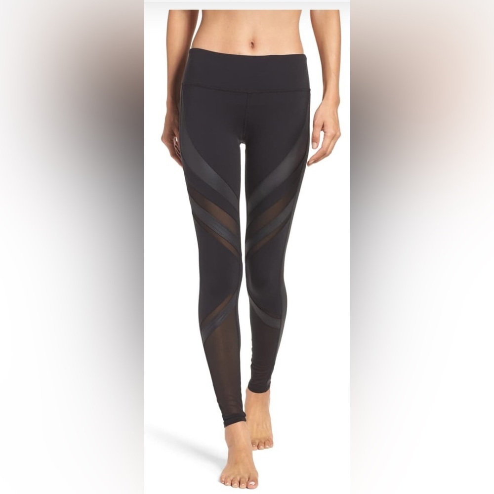 ALO‎ Yoga Epic Black Mesh Panel High Waisted Leggings